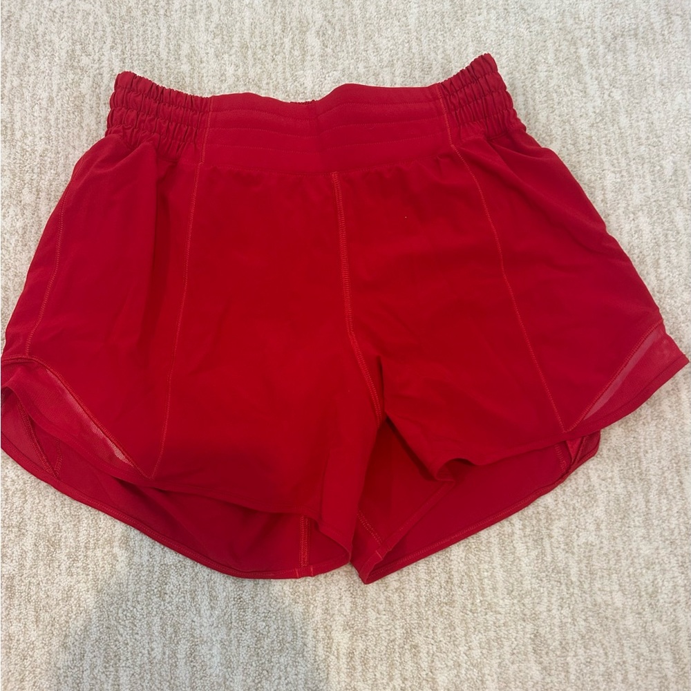 Lululemon Hotty Hot High Rise 4 inch Red Shorts